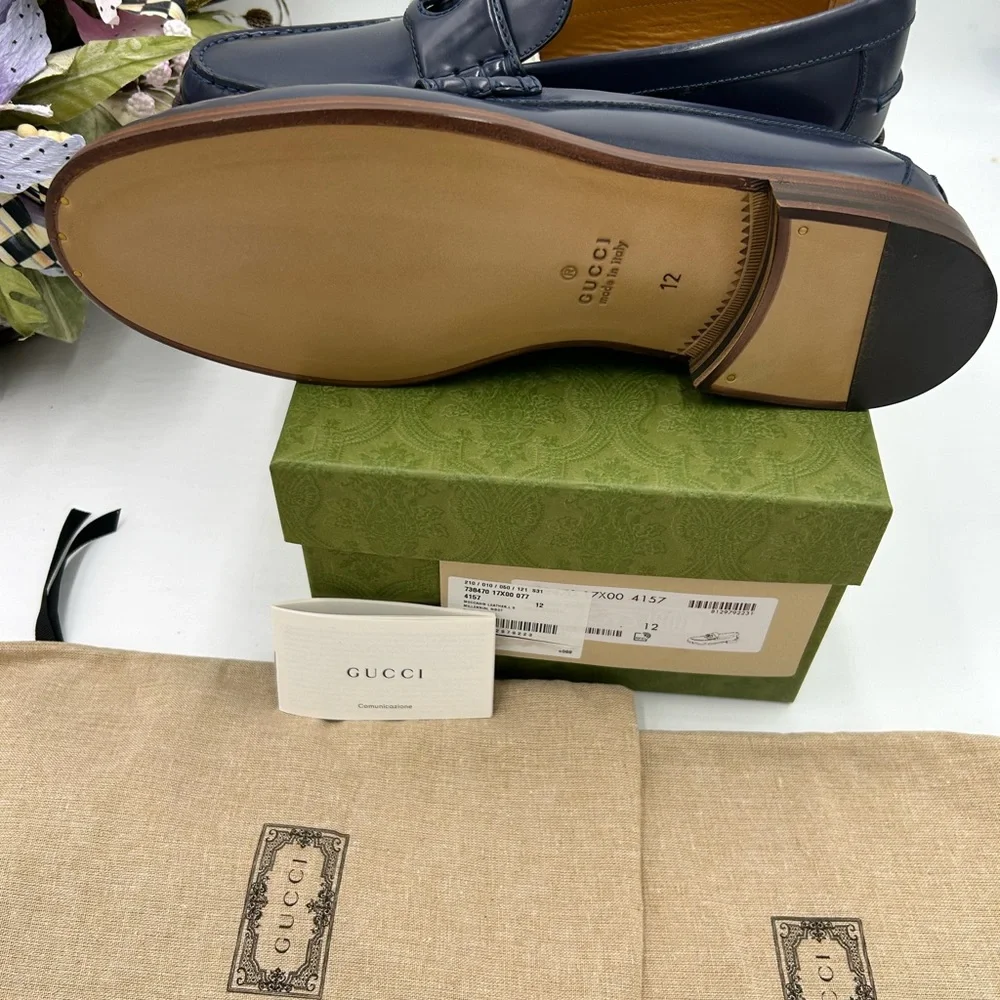 Men’s Gucci interlocking GG leather loafers size 12 made in Italy cobbler soles - Picture 5 of 11